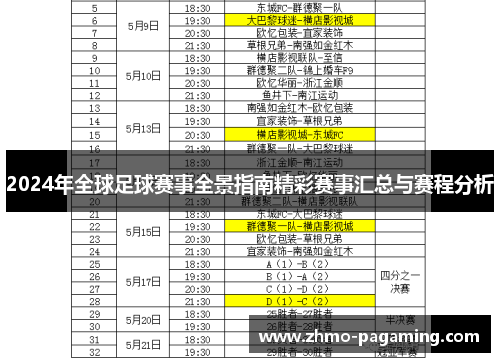2024年全球足球赛事全景指南精彩赛事汇总与赛程分析